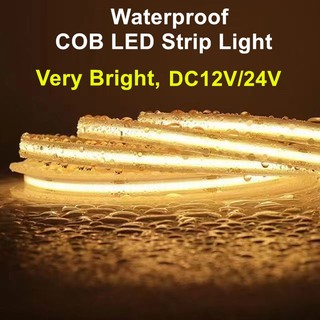  Dải đèn LED COB chống nước Độ sáng cao & Đồng phục Phát sáng Dải đèn LED linh hoạt DC12V 24V cho sân ngoài trời & trong nhà Sân vườn Bàn làm việc trần nhà Trang trí DIY 