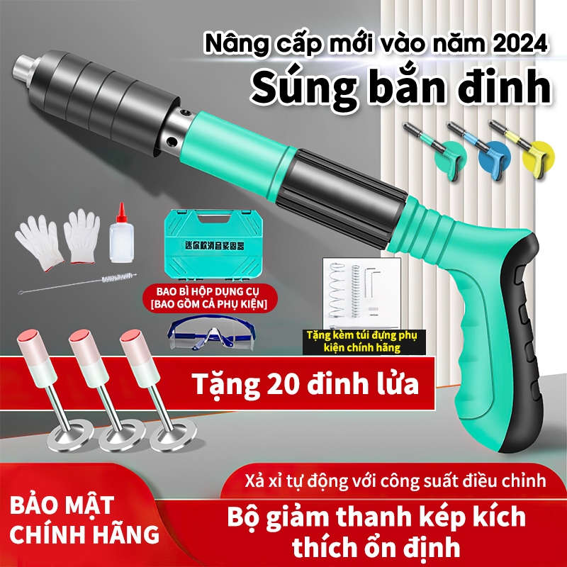 【Tặng Kèm 20 Đinh+Bảo hành】Súng Bắn Đinh, Máy Bắn Đinh Hạt Nổ Mẫu mới 2024 Bắn Đinh Bê Tông ( Tặng Kèm 20 Đinh )