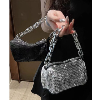  CHIC JOY♥Túi đeo sát nách một vai nữ xu hướng thời trang thiết kế đơn giản túi xách đính đá lấp lánh 