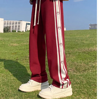  Kyushuad Quần Thể Thao Dài Ống Đứng Phối Sọc Tương Phản Ngoại Cỡ Phong Cách retro Mỹ Cho Nam 