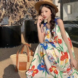 Váy dài maxi dáng rộng in hoa phong cách hàn quốc dành cho nữ mùa hè có sẵn hàng mới