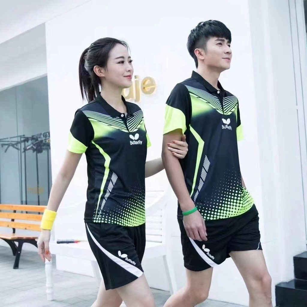 Bộ Đồ Thể Thao Chơi Bóng Bàn Thoáng Khí Mau Khô Họa Tiết Bướm Cho Nam Và Nữ