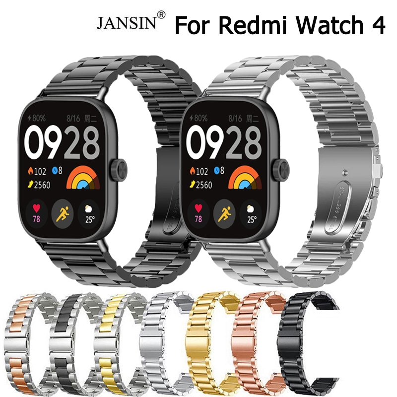 Dành cho redmi Watch 4 Kim loại Ba hạt Dây đeo bằng thép không gỉ redm