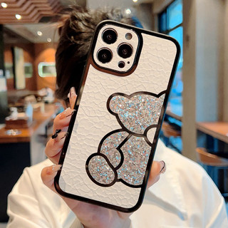 Ốp Điện Thoại Da Cứng Hình Gấu Lấp Lánh Chống Sốc Cho iPhone 14 Plus 14 + IP X Xr Xs Max 11 12 13 14 Pro Max