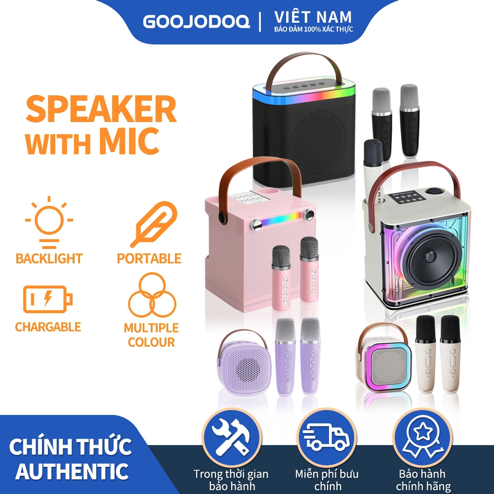 Goojodoq Mini Không Dây Karaoke Bluetooth Loa Có Micro Di Động 3D Stereo Tiệc Gia Đình KTV