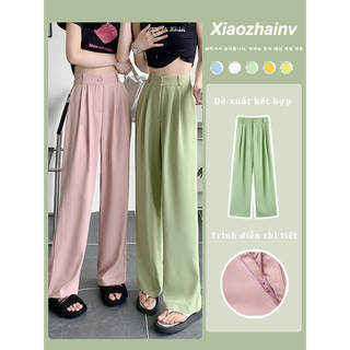 Quần XIAOZHAINV ống rộng lưng cao co giãn thời trang mùa hè dành cho nữ 6 màu sắc tùy chọn