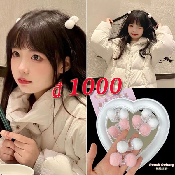 Kẹp Tóc Nhỏ Đính Bóng Lông Siêu Mềm Dễ Thương Kẹp tóc nhung lông siêu xinh dành cho nữ