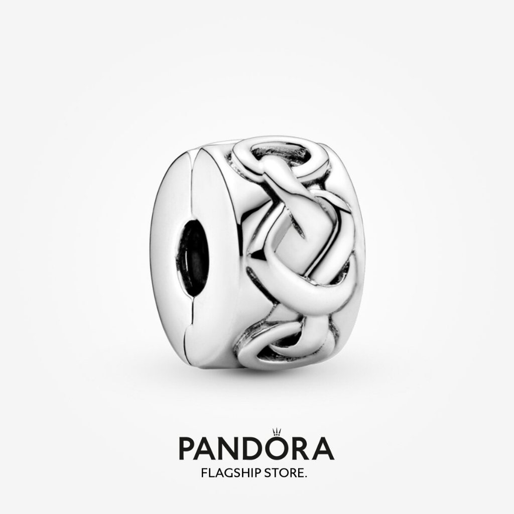 Phiên bản 100% PANDORA S925 bạc trang sức vòng tay mặt dây chuyền Pandora Thắt nút trái tim Kẹp Dang