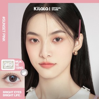 Kính áp tròng Kilala màu hồng Yay Sunset Pink lens cận 1 tháng DIA 14.2mm có độ (0-8) 1 cặp
