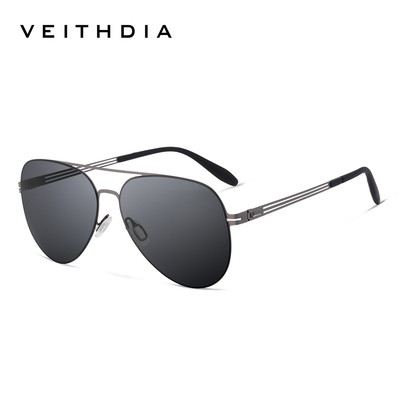 Kính râm cổ điển VEITHDIA dành cho nam và nữ Aviator kính râm phân cực nylon chống tia cực tím 8218