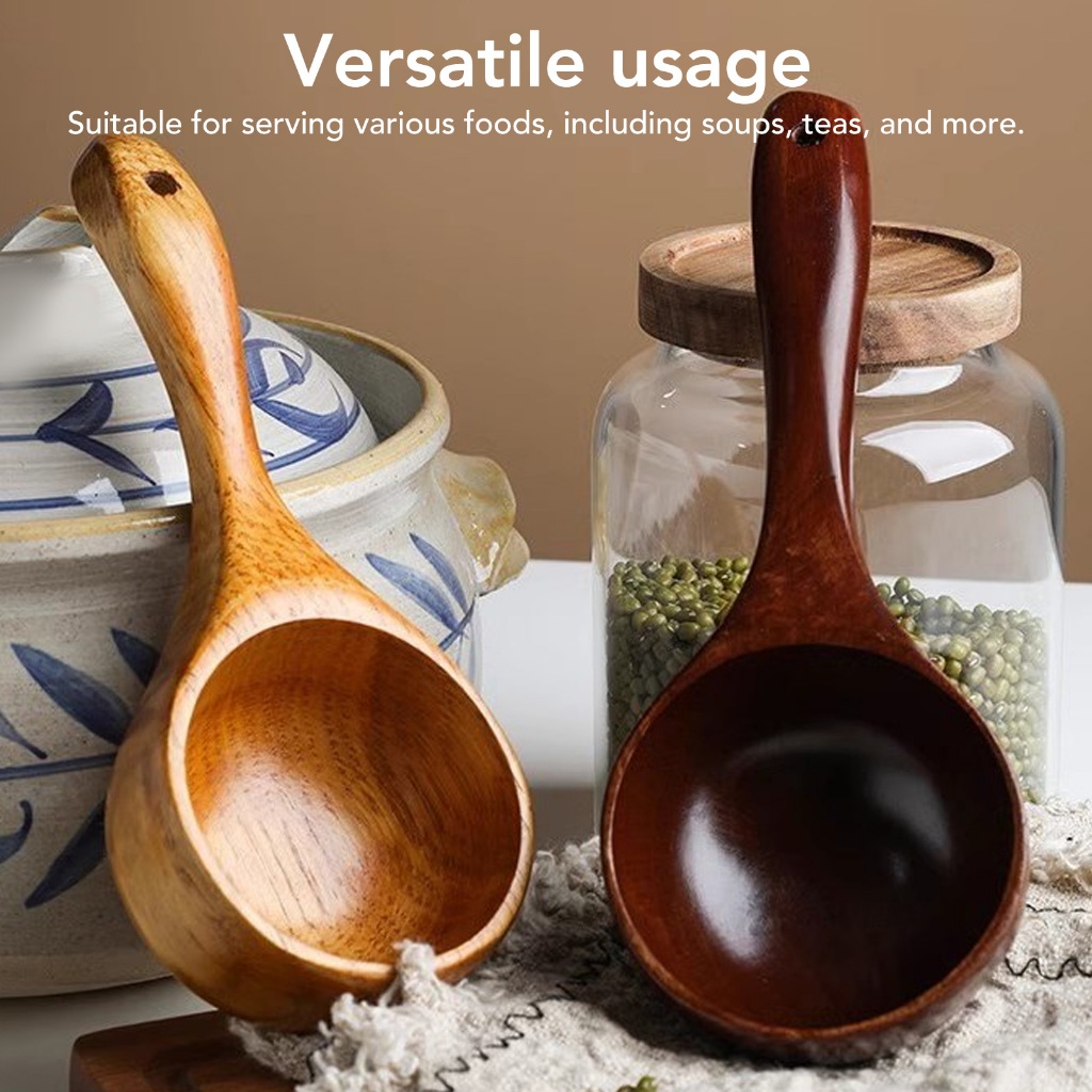Best cook 2 Chiếc Muỗng Canh Bằng Gỗ Không Mùi Chắc Chắn Thìa Tay Cầm Dài Phục Vụ GÀU MÚC Cho Nhà Bếp Gia Đình cmman13.vn
