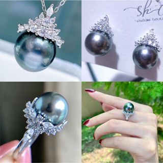 (Không có ngọc trai) Phụ kiện ngọc trai DIY Mặt dây chuyền nữ hoàng băng tuyết S925 Bộ bông tai kim bạc