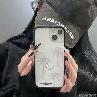 Cây Dừa Minh Họa Ốp Lưng Điện Thoại iPhone 15 14 13 12 Pro Max 13Pro Đơn Giản Chống Sốc Acrylic Silica gel Cover