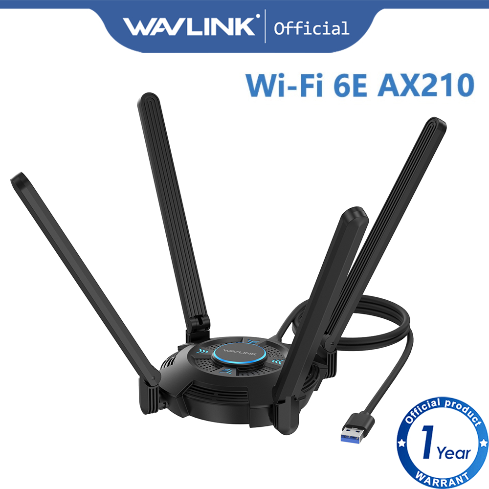 Bộ chuyển đổi mạng không dây WAVLINK USB WiFi 6e AX5400 với 4 Ăng-ten 5dBi có độ lợi cao cho máy tín