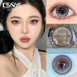 Ống kính tiếp xúc màu Ksseye với lớp 2 chiếc Xanh tím Sử dụng hàng năm Mắt ống kính mềm 14,2mm kèm quà tặng miễn phí dành cho nữ sinh viên Anime Ống kính tiếp xúc tự nhiên