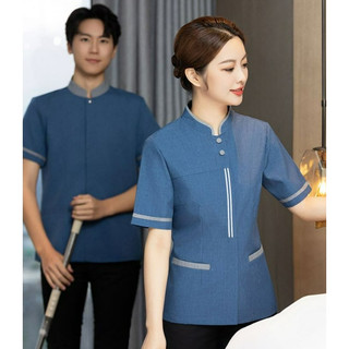 Phụ Nữ Sạch Hơn Đồng Phục Khách Sạn Căng Tin Vệ Sinh Dì Quần Áo Vệ Sinh Nhà Hàng Ngắn Đồng Phục Mặc Công Sở