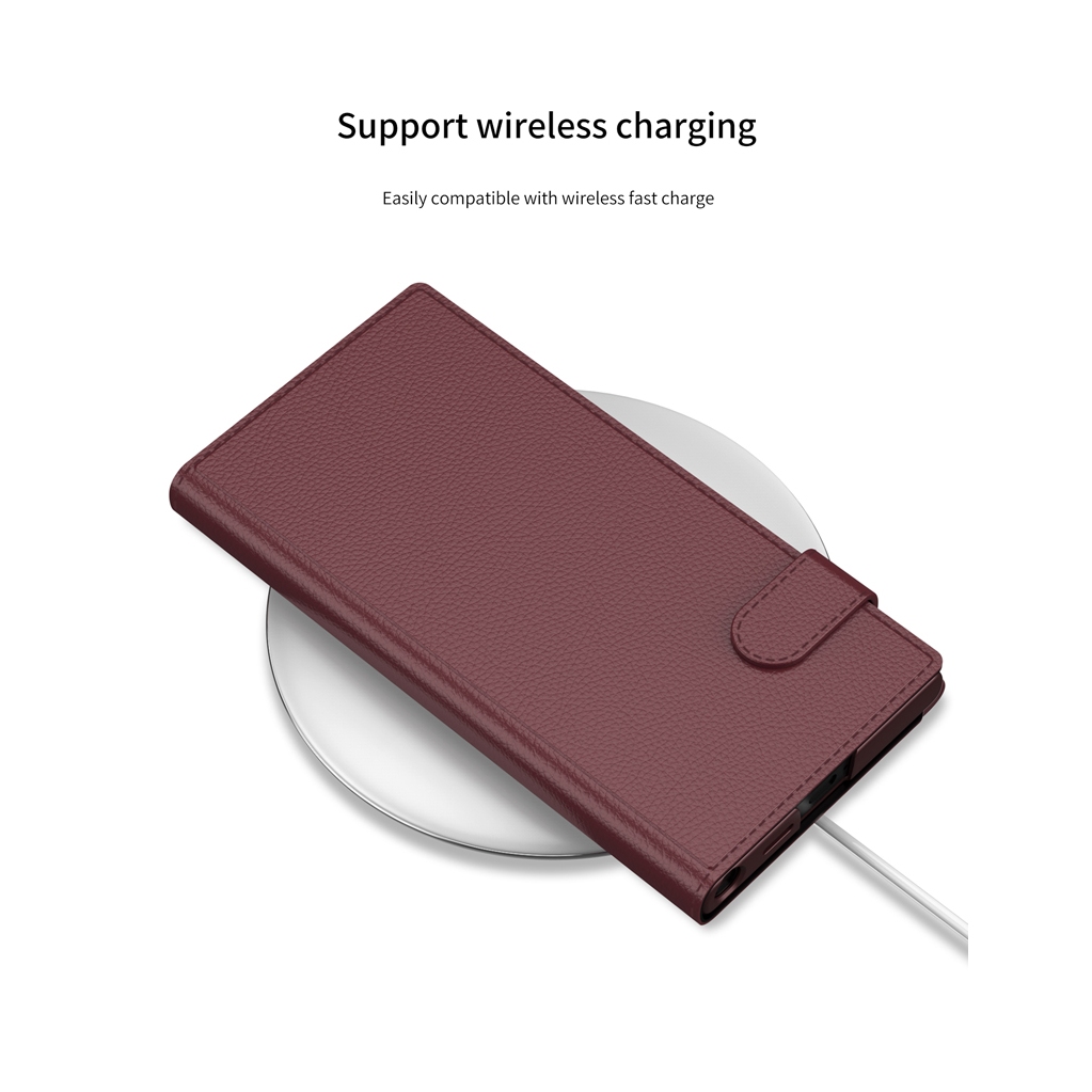 Dành Cho Samsung Galaxy S23 Ultra, S24 Ultra Case GKK Business Da Trơn Flip Book Stand Vỏ Sợi Carbon