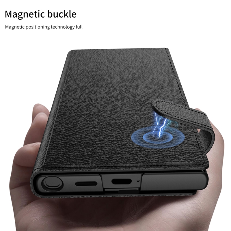 Dành Cho Samsung Galaxy S23 Ultra, S24 Ultra Case GKK Business Da Trơn Flip Book Stand Vỏ Sợi Carbon