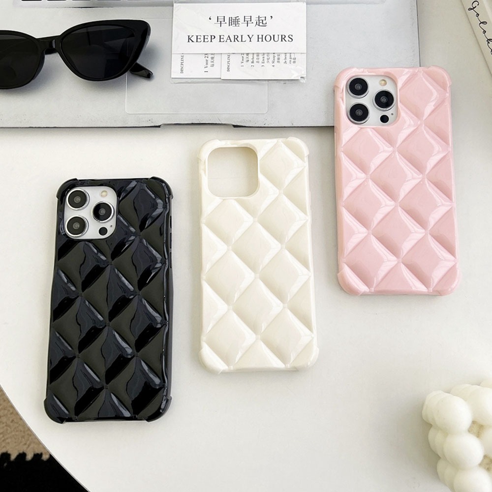Ốp điện thoại mềm hình thoi 3D cho iPhone 16 15 14 Plus 13 12 Mini 11 17 Pro Max Air 17e 16e
