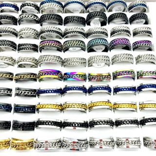  20 Chiếc Nam Spinner Nhẫn Thép Không Gỉ Xoay Dây Xích Trang Sức Thời Trang Phối Phong Cách 
