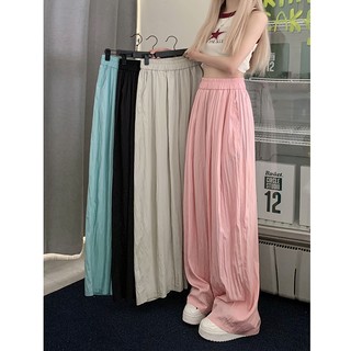 Quần ống rộng dáng rộng và giảm béo mới có ống thẳng co giãn lưng cao màu trơn quần thường ngày dành cho nữ