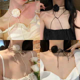 Vòng cổ camellia nữ vòng cổ choker đen cổ hoa hồng phụ kiện