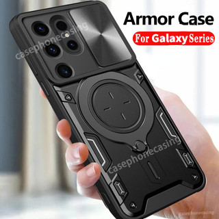 Ốp Điện Thoại Cho Galaxy S26 S25 S24 S23 Ultra Plus Edge FE Slim S26Ultra S25Ultra S25Edge S23FE 5G Vỏ Trượt Camera Giáp Chống Sốc Giá Đỡ Kim Loại Từ Tính Ốp Lưng