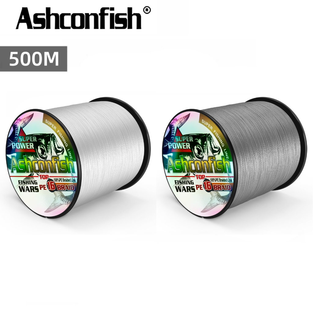 Ashconfish Dây câu bện PE 16 sợi 500m PE Line X16 Sợi câu màu xám trắng