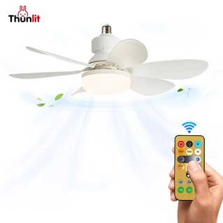 Quạt trần Thunlit có đèn E27 Điều khiển từ xa Hoa 16.5 Inch 30W Đèn quạt di động có thể điều chỉnh độ sáng