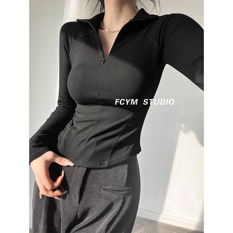 Áo sơ mi tập yoga dài tay dành cho nữ làm bằng vải co giãn 4 chiều chất lượng cao, thoáng khí hấp thụ mồ hôi | BigBuy360 - bigbuy360.vn