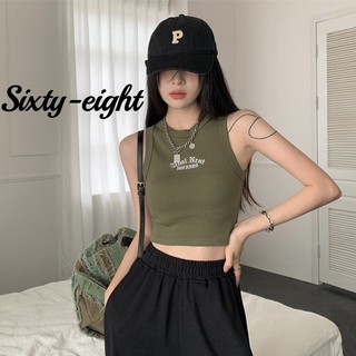  Sixty-eightáo ba lỗ nữ dáng ôm chữ in vải hot girl croptop NVZA107 