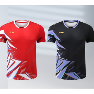 Li Ning 2024 Bộ đồ cầu lông mới dành cho nam và nữ Áo thun ngắn tay thoáng khí Quần vợt và bóng chuyền Quần áo tập luyện thi đấu thể thao