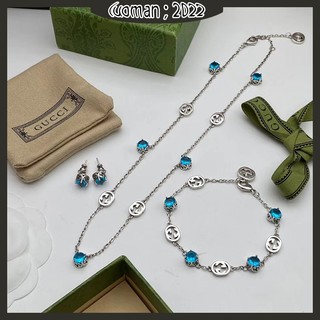 Vòng cổ, bông tai và vòng tay Gucci Double G Sapphire