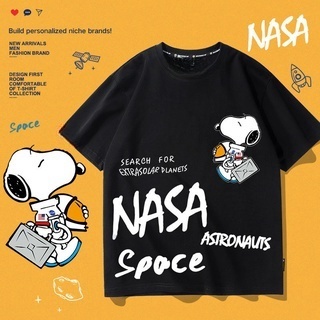 Snoopy Snoopy Đồng Thương Hiệu Phi Hành Gia Rời Cotton Ngắn Tay Áo Thun Cổ Tròn Nam Mùa Hè 2022 Áo T