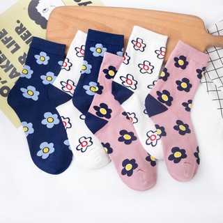 FHYL Mới 1 Cặp Vớ Ống Trung Họa Tiết Hoa Nhỏ Dễ Thương Phong Cách Nhật Bản Thời Trang Xuân Hè
