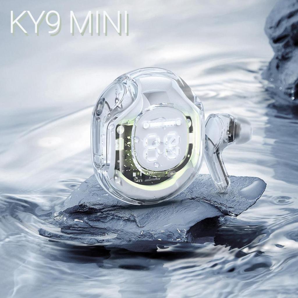 Tai nghe KY9 MINI (2 Quà tặng:1 Dây buộc+1 Tay áo trò chơi) 7 màu thân tròn trong suốt, Không dây Bluetooth, Có đèn thở mát mẻ với màn hình kỹ thuật số, Miễn phí vận chuyển