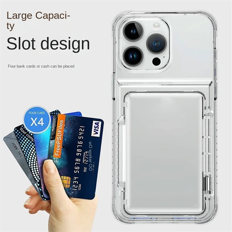 Trong Suốt Khe Cắm Thẻ Giá Đỡ Giá Đỡ Ốp Lưng Điện Thoại iPhone 16 15 14 Plus 13 12 11 Pro Max Đứng Chống Sốc Cứng Acrylic Trong Suốt Bao