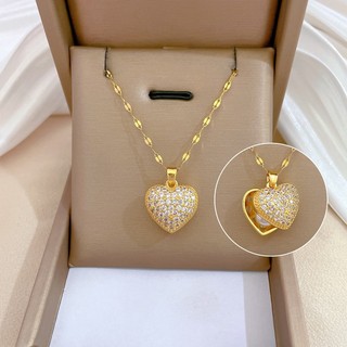 Gmai 18K Vỏ Vàng Ngọc Trai Vòng Cổ Thép Không Gỉ Cho Nữ Kim Cương Trái Tim Mặt Dây Chuyền Xương Đòn Dây Chuyền Quà Tặng Phụ Kiện