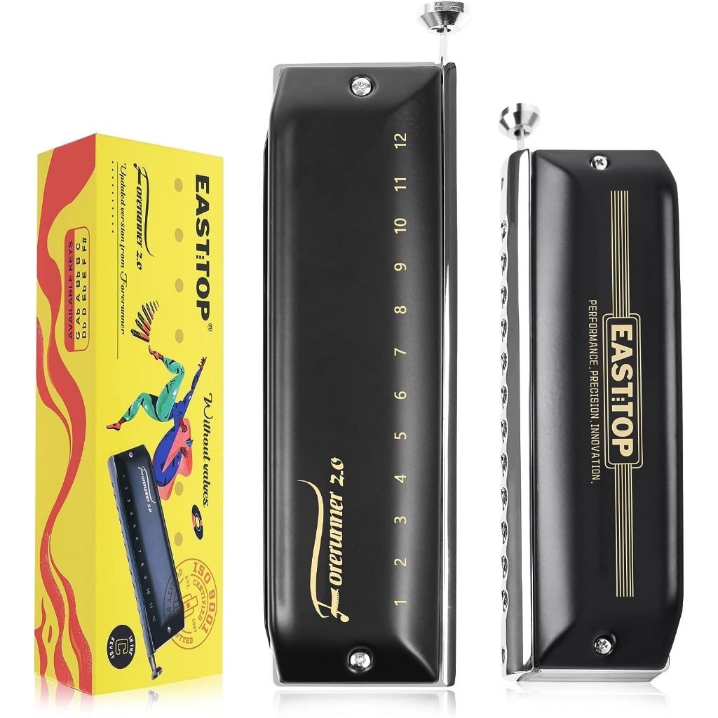 Kèn 12 lỗ Cân Chromatic Không màng Chống dính Harmonica Người mới bắt đầu Thực hành giới thiệu Harmo