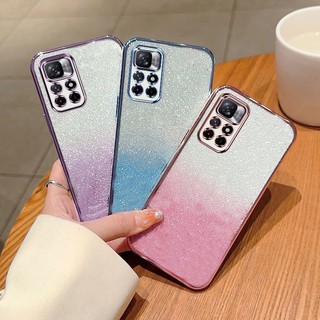 Redmi Note 10 10s 11 Pro 11s 4G Poco M3 Pro X3 GT Mạ Chrome Ốp Lưng Khung Bling Sáng Bóng Màu Gradient Miếng Dán Trong Suốt Mềm TPU