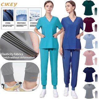 Quần Áo Lao Động Điều Dưỡng Nữ Tẩy Tế Bào Chết Quần Co Giãn Bán Buôn Đồng Phục Làm Việc Nữ Tay Ngắn Cổ Áo Nha Khoa Bệnh Viện Chà Phù Hợp Với