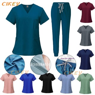 Tẩy Tế Bào Chết Y Tế Baju Tẩy Tế Bào Chết Nhiều Màu Unisex Tay Ngắn Y Tá Đồng Phục Bệnh Viện Bác Sĩ Bảo Hộ Lao Động Răng Miệng Nha Khoa Đồng Phục Phẫu Thuật Y Tế Chà Bộ