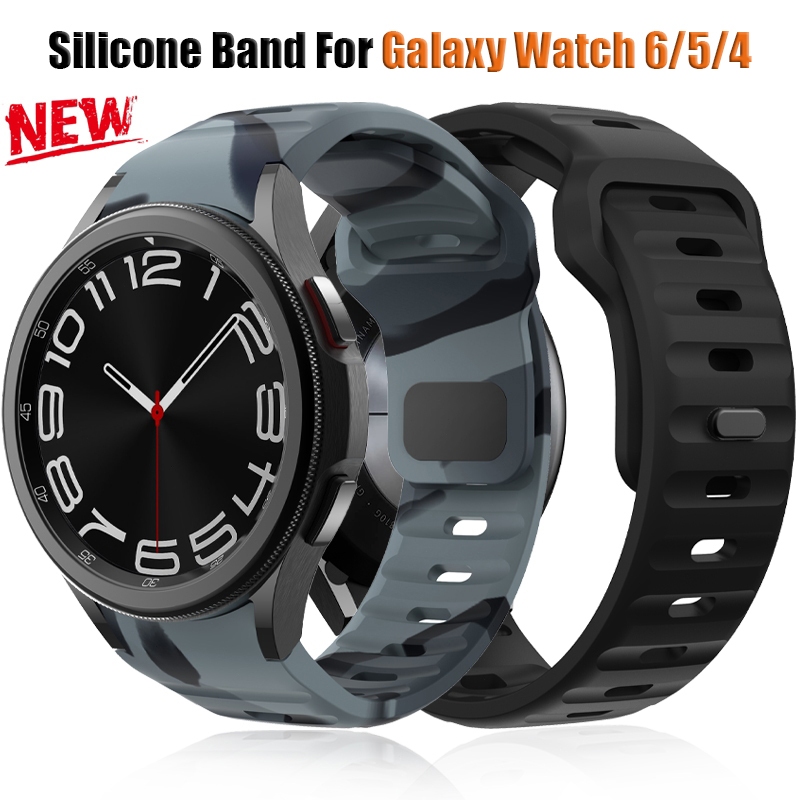 Không Khoảng Cách Camo Dây Đeo Thể Thao Silicon Cho Galaxy Watch 6 4 Cổ Điển 47mm 43mm Ban Nhạc Vòng Tay Galaxy Watch6 4 5 Pro 45mm 40mm 44mm Đai