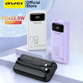 Awei 22.5W Powerbank 20000mAh Sạc siêu nhanh tích hợp màn hình kỹ thuật số có thể gập lại Power Bank