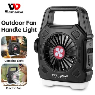 Quạt sạc di động WEST BIKING có đèn ngủ Đèn cắm trại ngoài trời Quạt Type-C Giao diện dự phòng khẩn cấp