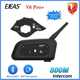 Ejeas type-c v6 pro + tai nghe liên lạc mũ bảo hiểm xe máy bt5.1 dành cho 6 người lái 800m bộ giao tiếp liên lạc tương thích với euc ip67