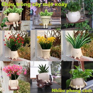 Chậu Trồng Cây Treo Sân Vườn Hình Mặt Xích Đu Dễ Thương chậu cây xích đu
