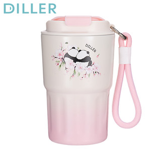 Cốc giữ nhiệt cốc Diller Tumbler có dây nâng SUS304 Du lịch cách nhiệt chân không bằng thép không gỉ Sakura Panda Cốc cà phê Vòi nước uống (340ml) MLH9119-A