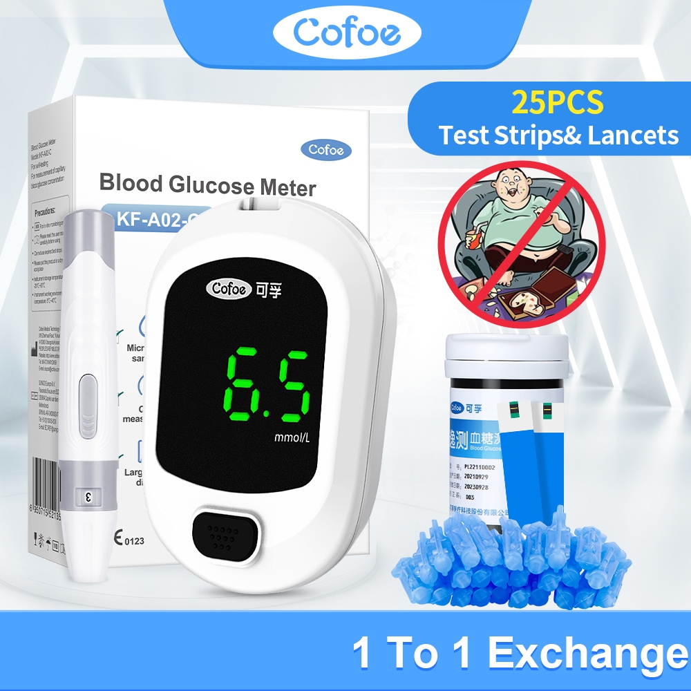 Cofoe Yice Máy đo đường huyết Máy đo đường huyết Máy đo đường huyết với dải thử 25 miễn phí+Lancet 25