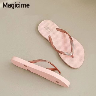 Magicime Flip-Flops Đáy phẳng 2024 Phong cách mới Mặc ngoài Dép chống trượt có giá trị cao tại nhà Mùa hè